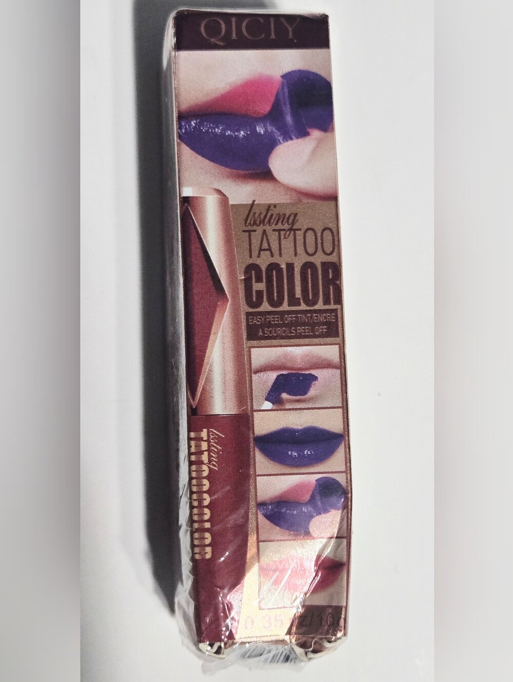 Tattoo Lip Gloss Color Peel-Off Lip Stain #2 0.35 oz New Sealed